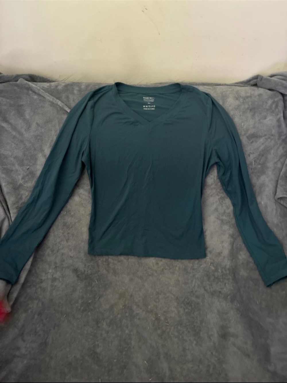 Women’s Teal Long-Sleeve V-Neck Tee by Trendy Queen